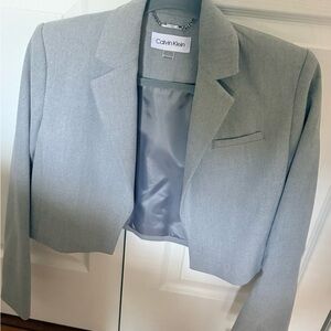 Calvin Klein Women's Light Gray Cropped Blazer